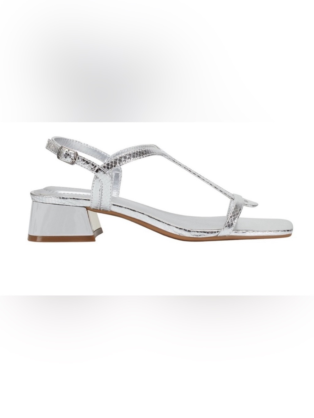 Bandolino Primadon Block Heel Sandals-Silver Snake skin size 7 - Picture 2 of 9